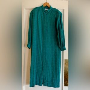 Vintage Young Traditions Sheath Pencil Dress Small ? Teal Plaid Buttons Collar**